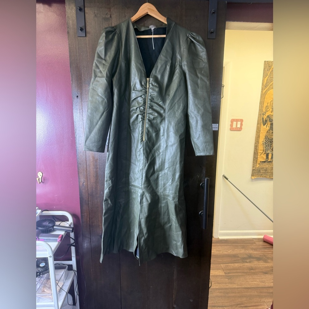 Faux leather midi dress- NWT